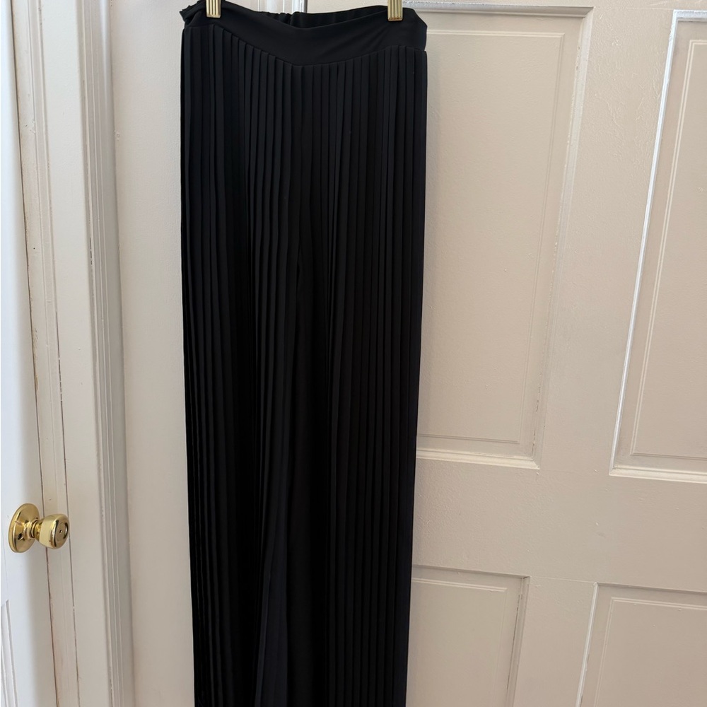 Kaos Elegant Black Pleated Wide Leg Pants